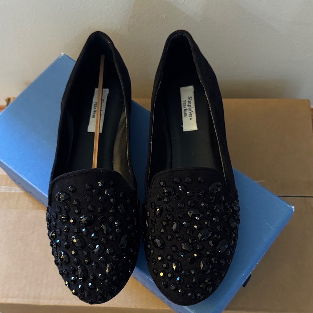 Simply Vera Vera Wang Black Beaded Flats